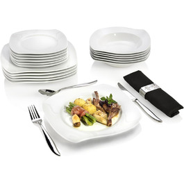 Столовий сервіз SINGER Avalon в білому кольорі 18шт порцеляновий набір посуду на 6 персон тарілка з вигнутим дизайном столовий сервіз 18шт