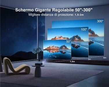 Проектор LED 4K Heikino з Автофокусом та Трапецеїдною Корекцією, WiFi6, Bluetooth, Dolby Audio, Netflix, Android/iOS, для Відкритих Просторів (Чорний/Сірий)