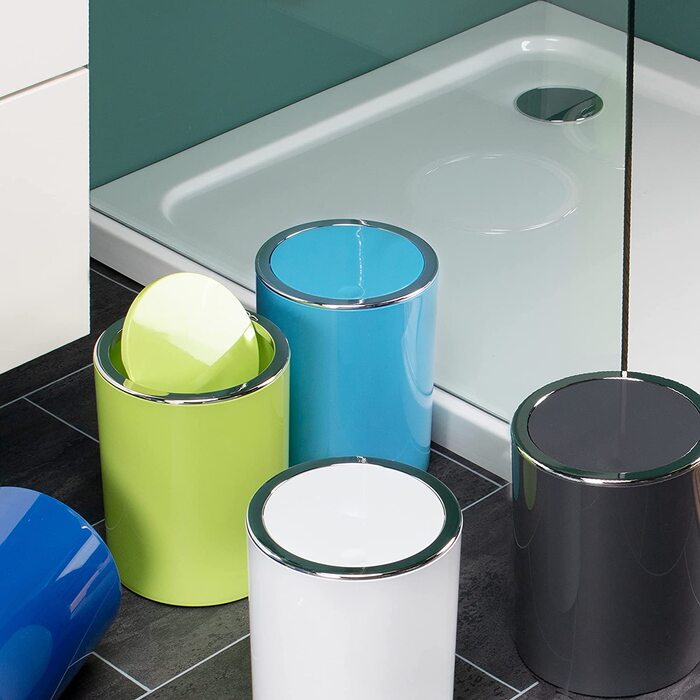 Косметичне відро Savona серії bremermann для ванної кімнати з відкидною кришкою, пластикове відро для ванни, об'ємом 5,5 літра (синє)