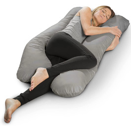 Подушка для вагітних Sleepling, подушка для сну на боці, Body Pillow U-подібної форми, сірий, 140 x 75 x 20 см, мікрофібра, знімний чохол, Ökotex, Made in EU