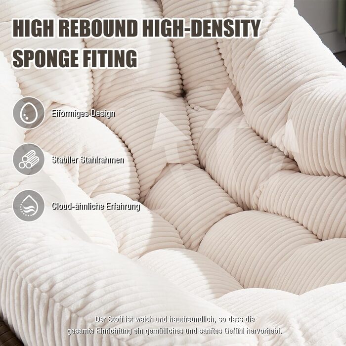 Крісло-гойдалка LIFEISLE з ротангу, для дому та саду, крісло-яйце, білий текстиль, для вітальні, балкону, саду