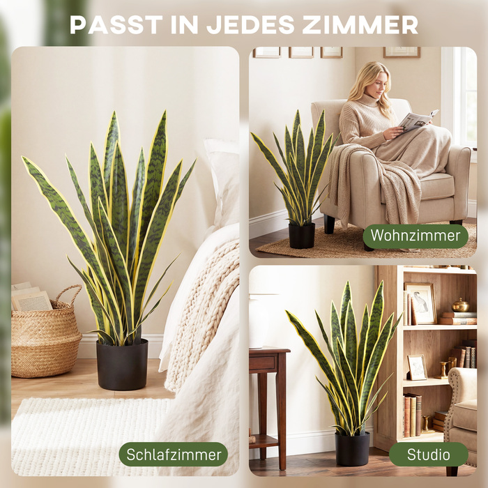 Штучна рослина-змія, велика (77 см). Декоративна штучна рослина у горщику, ідеально підходить для вітальні або як подарунок.