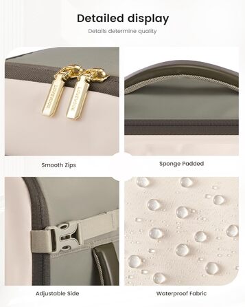 Рюкзак для ручної поклажі LOVEVOOK Ryanair 40x20x25, рюкзак для подорожей, дамський, 20L, під ноутбук, під сидіння літака (Бежево-зелений, 40 x 20 x 25 см)