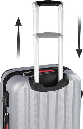 Набір валіз з 3-х частин Базовий жорсткий корпус валізи M-L-XL гелеві ручки 4 колеса захист країв замок ніжки візок валіза на колесах валіза для подорожей сріблястий