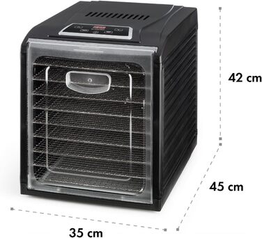 Сушарка для продуктів Klarstein Dörrautomat: 9 ярусів, 700 Вт, з нержавіючої сталі, сенсорне управління, чорний колір