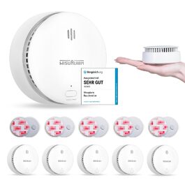 Датчики диму Rauchmelder з магнітним кріпленням, 10 років роботи від батареї, з функцією вимкнення/тестування, сертифіковано TÜV EN 14604 (5 шт.)