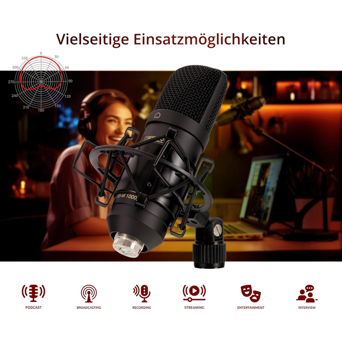 McGrey USB-M 1000 BK: Конденсаторний мікрофон для подкастів, стрімінгу та геймінгу. Чорний