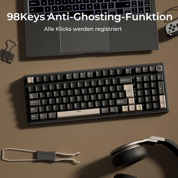 Механічна клавіатура Royal Kludge R98 Pro: 96% layout, RGB, NumPad, PBT, Hot-Swap, Creamy Switches, Grey