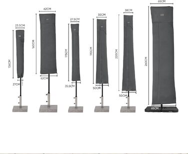 Захисний чохол для парасольки від сонця Sekey, 260x65 см, темно-сірий