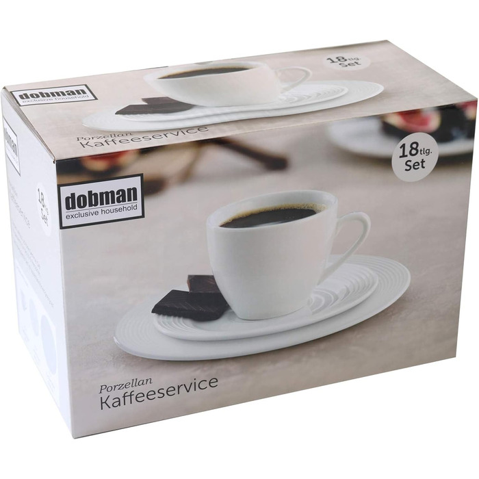 Порцеляновий кавовий сервіс білий 18-ти частинний, набір посуду для 6 осіб