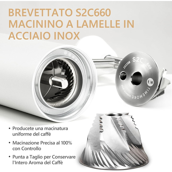 Ручна кавомолка TIMEMORE Chestnut C3S PRO з металевим корпусом для еспресо та френч-прес