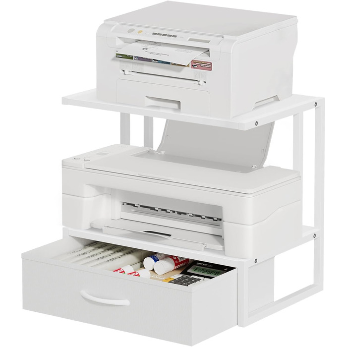 Підставка для принтера на стіл з ящиком для документів, органайзер для офісу, підставка для принтера, факсу, сканера (білий)