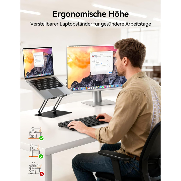 Підставка для ноутбука TECKNET, металева, регульована, 10-17.3 дюймів, чорна