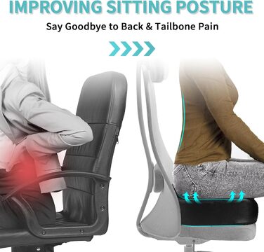Подушка для сидіння Aulase Luxus: товстий Memory Foam для спини, куприту та ішіасу. Підходить для офісу, авто, ігор (чорний)