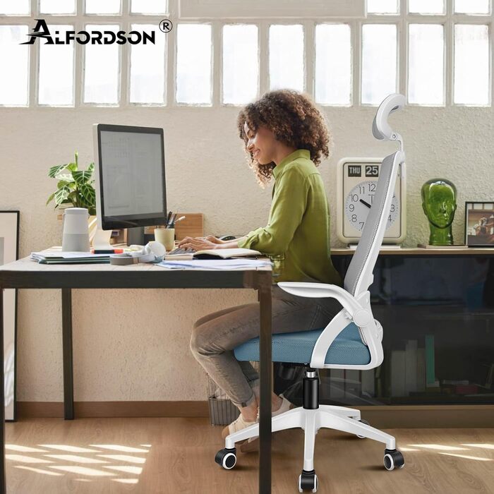 Офісний крісло ALFORDSON з динамічною підтримкою попереку, чорний (Arc - Синій та Сірий)