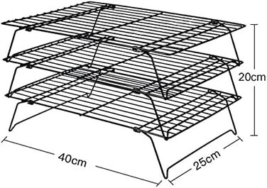 Охолоджуюча стійка Dproptel, 3-рівневий антипригарний лист для торта, радіатор для випічки з нержавіючої сталі, решітка для охолодження дроту, Штабельований холодильник для торта