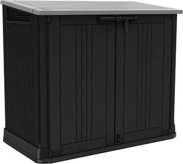 Keter Store it Out Nova пластиковий сарай для саду, 132x71,5x113,5 см, 880 л, темно-сірий, для 2x120 л сміттєвих баків, вуличний, водостійкий, з можливістю замикання