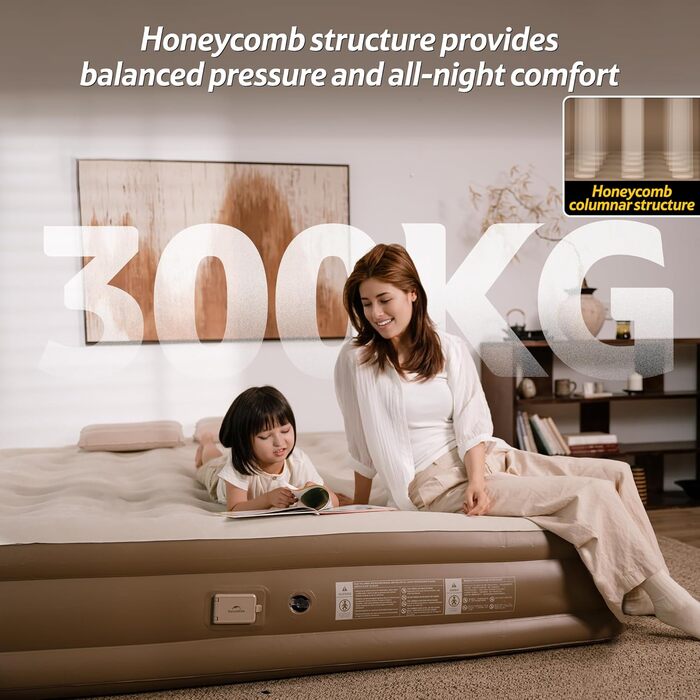 Надувний матрац Naturehike 2 особи, самонадувний з акумуляторним насосом, 198x152x45 см для кемпінгу та дому, легкий, зручний, швидко надувається