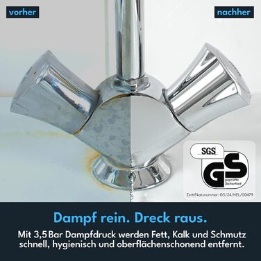 Електричний пароочисник LEBENLANG - 3,5 Bar, 1000W, 12 аксесуарів | Для дому, ванної кімнати, авто та вікон