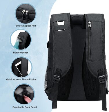 Рюкзак-холодильник Estarer 35L: водонепроникний, з відкривачем для пляшок, для кемпінгу, пікніків та пляжу (Чорний)