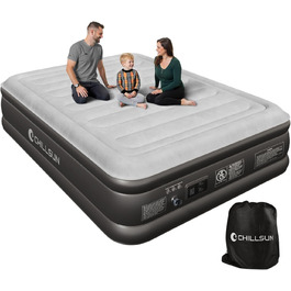 Надувна ліжко CHILLSUN Luxus: двоспальна/King Size з електричним насосом, 203x152 см, для дому та кемпінгу