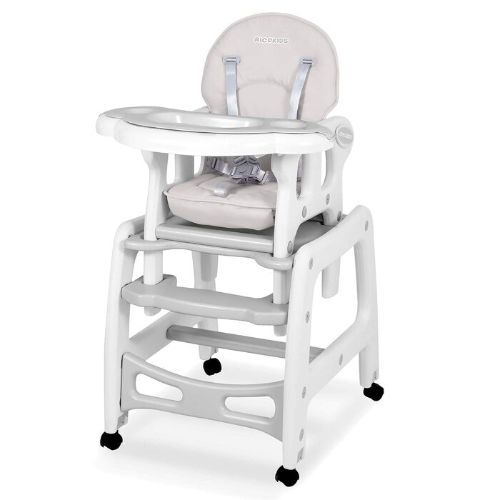 Дитячий стільчик Ricokids Sinco 5в1 - регульований, з функцією гойдання та нахилом спинки (сірий)
