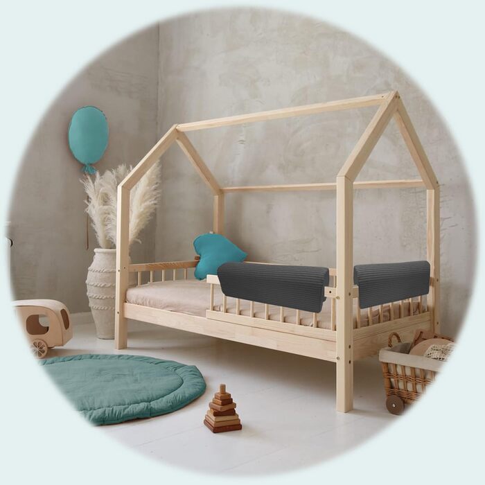 Захист для ліжечка дитячого бортик-подушка від випадання (Сірий, 60 см)