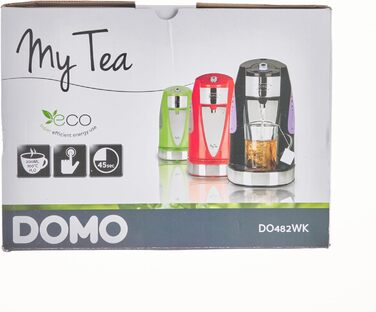 Чайник Domo DO482WK My Teakettle, Пластик, 1,5 літра, Нержавіюча сталь, Білий 1,5 літра Чорний