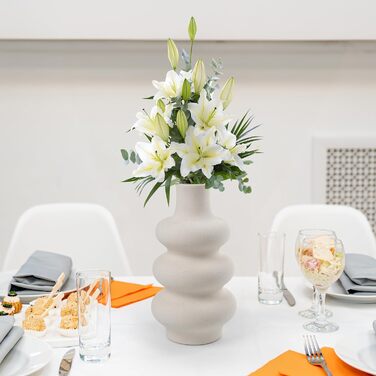 Керамічна ваза для квітів з дизайном пончиків - трава пампаси, сухі та живі квіти - прикраса вази для офісу, обідніх столів, весіль - макс. 60 символів, 25