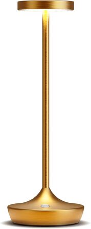 LED настільна лампа бездротова, 3 кольори, регулювання яскравості, 6000 mAh, IP54, для дому та кемпінгу (золота)