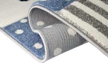 Дитячий ігровий килимок для хлопчиків Морський картатий в синій кремово-сірий колір Розмір 120x170 см (140x200 см)
