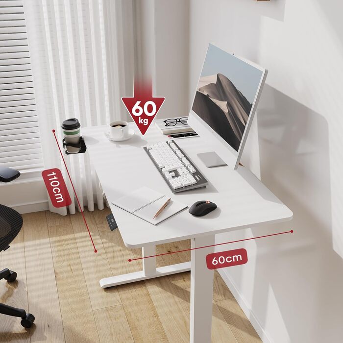 Регульований стіл Sanodesk 110x60 см: електричний, з пам'яттю, ергономічний, для комп'ютера