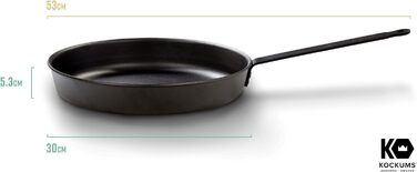 Сковорода з вуглецевої сталі Kockums Jernverk Сковороди преміум-класу, попередньо оброблені натуральною рослинною олією, розкішна шведська сковорода з вуглецевої сталі, (30 см)