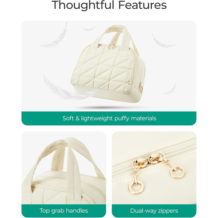 Сумка для косметики BAGSMART для жінок, велика дорожня косметичка, об'ємна косметична сумка, сумка для макіяжу та косметики з ручкою, чорна