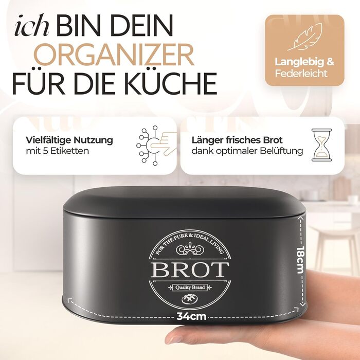 Набір контейнерів для зберігання продуктів IDEALTASTIC® Premium (3 шт x 500г) – кава, цукор, борошно | Зберігання в вакуумі | Чорний матовий