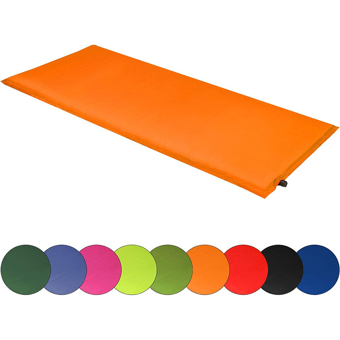 Спальний килимок ALPIDEX для кемпінгу товщиною 2,5, 6 або 10 см самонадувний підлоговий термальний килимок (Помаранчевий, 190 х 60 х 2,5 см), самонадувний підлоговий термальний килимок (Помаранчевий, 190 х 60 х 2,5 см)