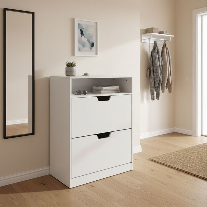 Взуттєва шафа Relaxdays з відкидною дверцями та відкритою полицею