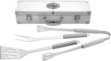 Набір для гриля AMAVEL з гриль-посудом та гравіюванням, персоналізований з ім'ям, з лопаткою, виделкою та щипцями, з нержавіючої сталі, подарунок для чоловіків