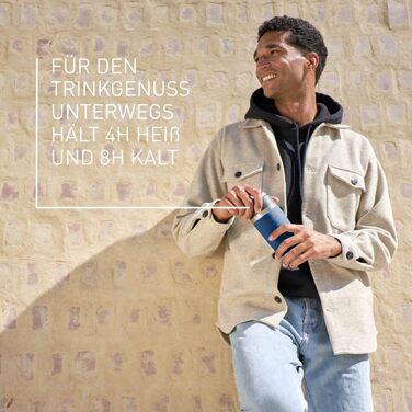 Термокружка Emsa N20210 Travel Mug Classic, 0.36 л, нержавіюча сталь, 4 години гаряче, 8 годин холодне, герметична, для миття в посудомийній машині, 360° клапан, темно-синій