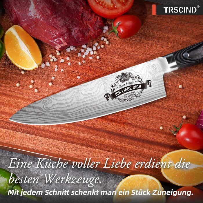 Набір кухонних ножів TRSCIND: подарунок на Різдво та День батька. Професійний кухонний ніж шеф-кухаря з нержавіючої сталі.