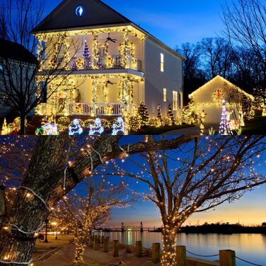 EASTERNSTAR Гірлянда світлодіодна мідний дріт 20м, 200 LED, EU штекер, 8 режимів, вологостійка, для декору інтер'єру, екстер'єру, саду, вечірки, Різдва, тепле біле світло