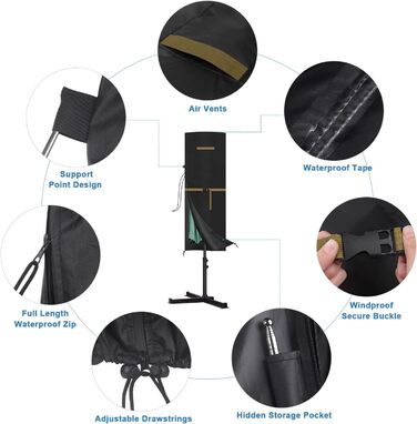 Захисний чохол для двостороннього парасоля VANSHEIM до Ø 400 см. Водонепроникний, захист від УФ, для парасолів-маркіз. Розмір 460x270 см.