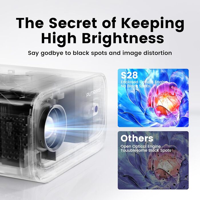 Портативний проєктор Beaer з автофокусом та корекцією трапеції, WiFi, Bluetooth, Full HD 1080P, LED, 145° обертання, для дому та відпочинку на природі