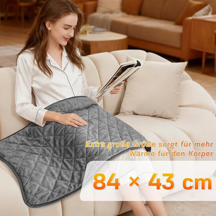 Електричний гріючий килимок 84 x 43 см з автовимкненням, 9 температурних режимів, таймер, для спини, шиї, плечей