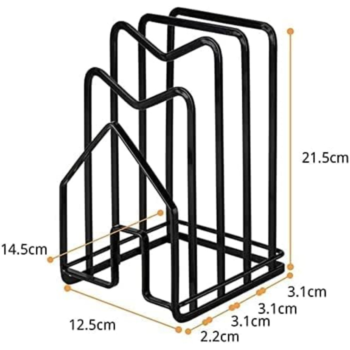LINFIDITE Металева обробна дошка Стійка Обробна дошка Органайзер Підставка Тримач Кухонна стільниця Тримач кришки каструлі 12,5x14,5x21,5см (чорний-2шт)