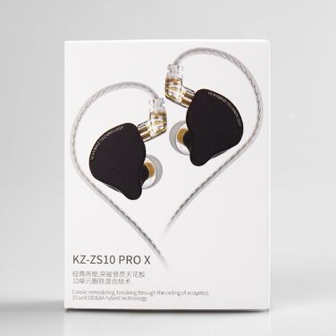 Внутрішньоканальний монітор KZ ZS10 PRO X, 1DD 4BA, HiFi, знімний кабель, чорний, без мікрофона