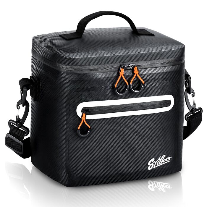 Сумка-холодильник 14л ізольована водонепроникна Carbon-Schwarz для кемпінгу, пікніка, пляжу та грилю. Термоізоляція, міцна та герметична.