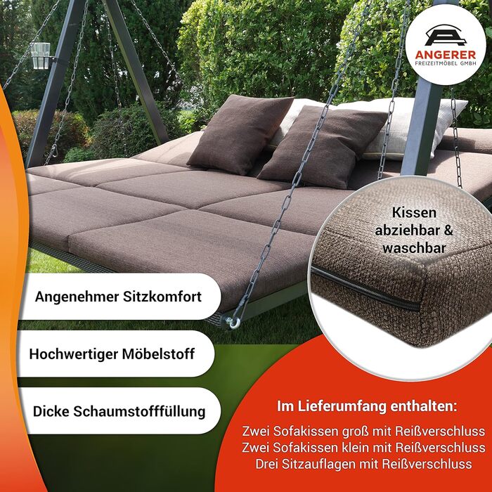 Гойдалка Анґерер Голлівуд Лаунж Смарт – для сидіння, відпочинку та сну, з функцією ліжка, Made in Germany, преміум-якість, оливковий колір