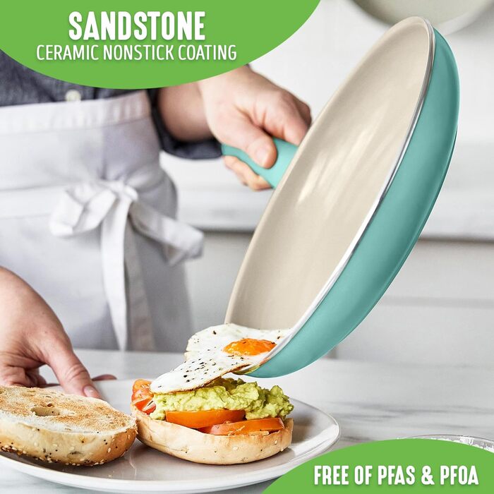 Набір посуду GreenLife Пісковик 15 шт. , без PFAS, можна мити в посудомийній машині, сірий (тверді частинки)