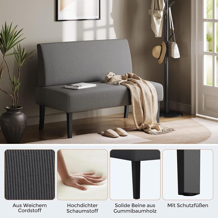 Диван-лавка Yaheetech для кухні, 2 місця, без підлокітників, зелений (сірий), для вітальні/коридору/офісу